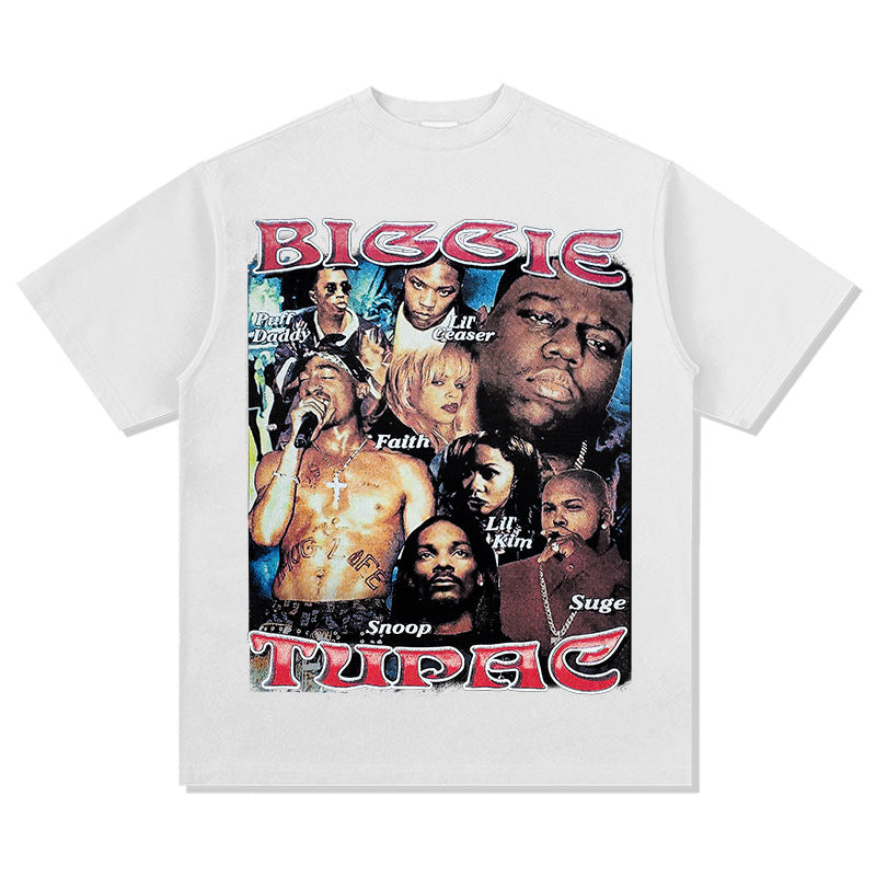 Streetwear masculino BIG BIGGIE SMALL HIPHOP hip hop t-shirt rap character print
