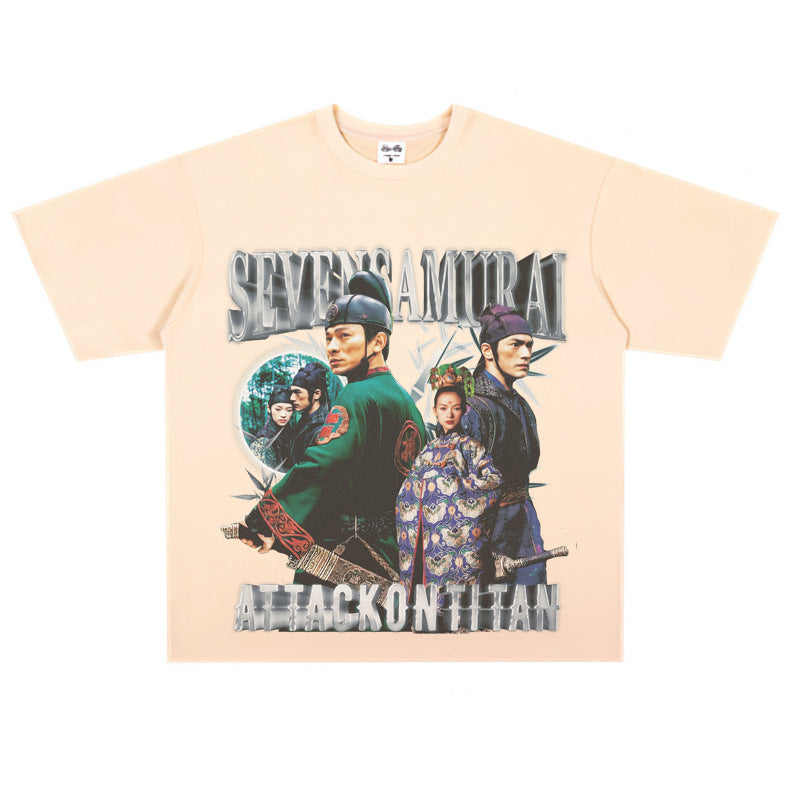 Film Star T Shirt Movie All-around Ambush Loose Retro Street Cotton Personality round Neck T-shirt Men and Women