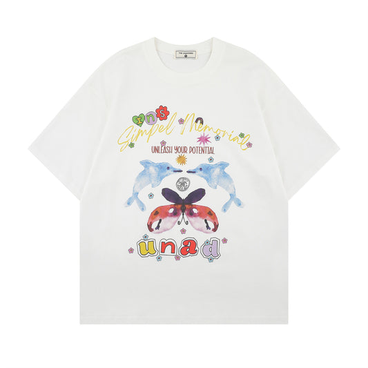 Vintage tarz t shirt vintage cute whale short sleeve t-shirt