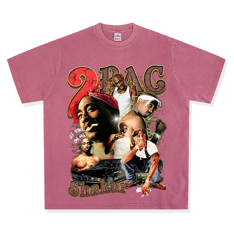 Cool t rapper vintage hip hop 2Pac tupa print short sleeve t-shirt
