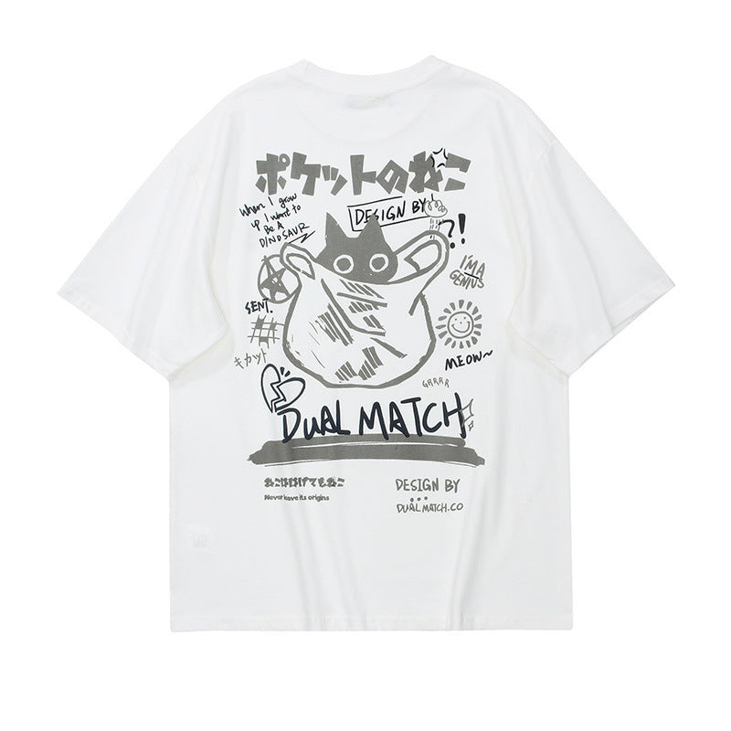 Vice streetwear Meow T-Shirt Paleo Loose Short Sleeve T-Shirts