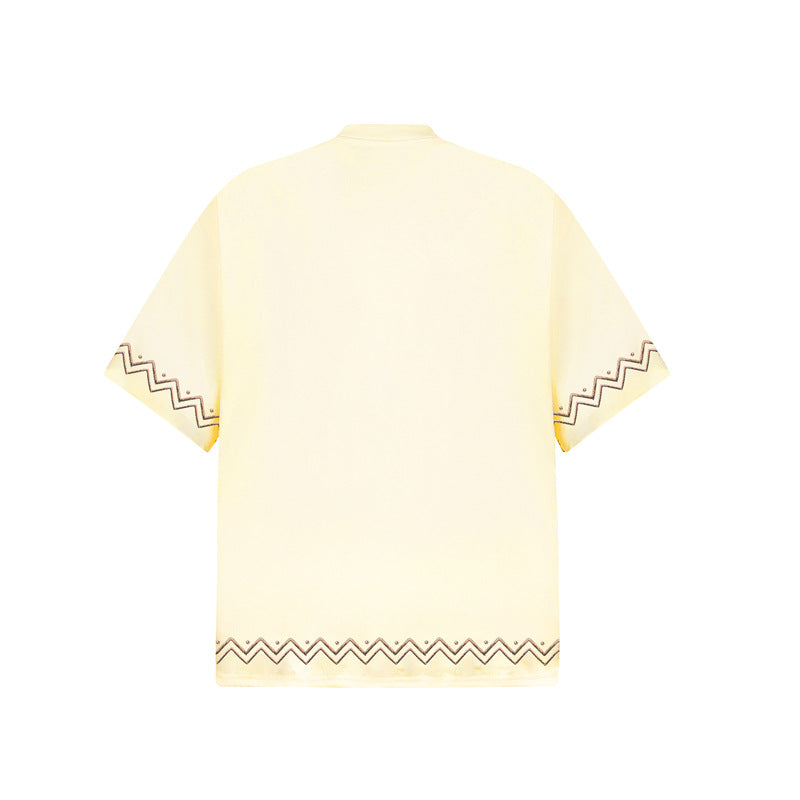 Camisas Retros Embroidered T-Shirt Short Sleeve T-Shirt
