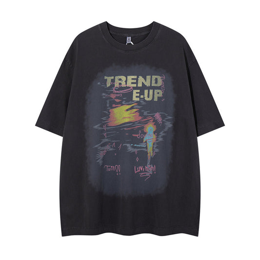 US drip outfits Summer Vintage Pattern Casual Loose Short Sleeve T-Shirts