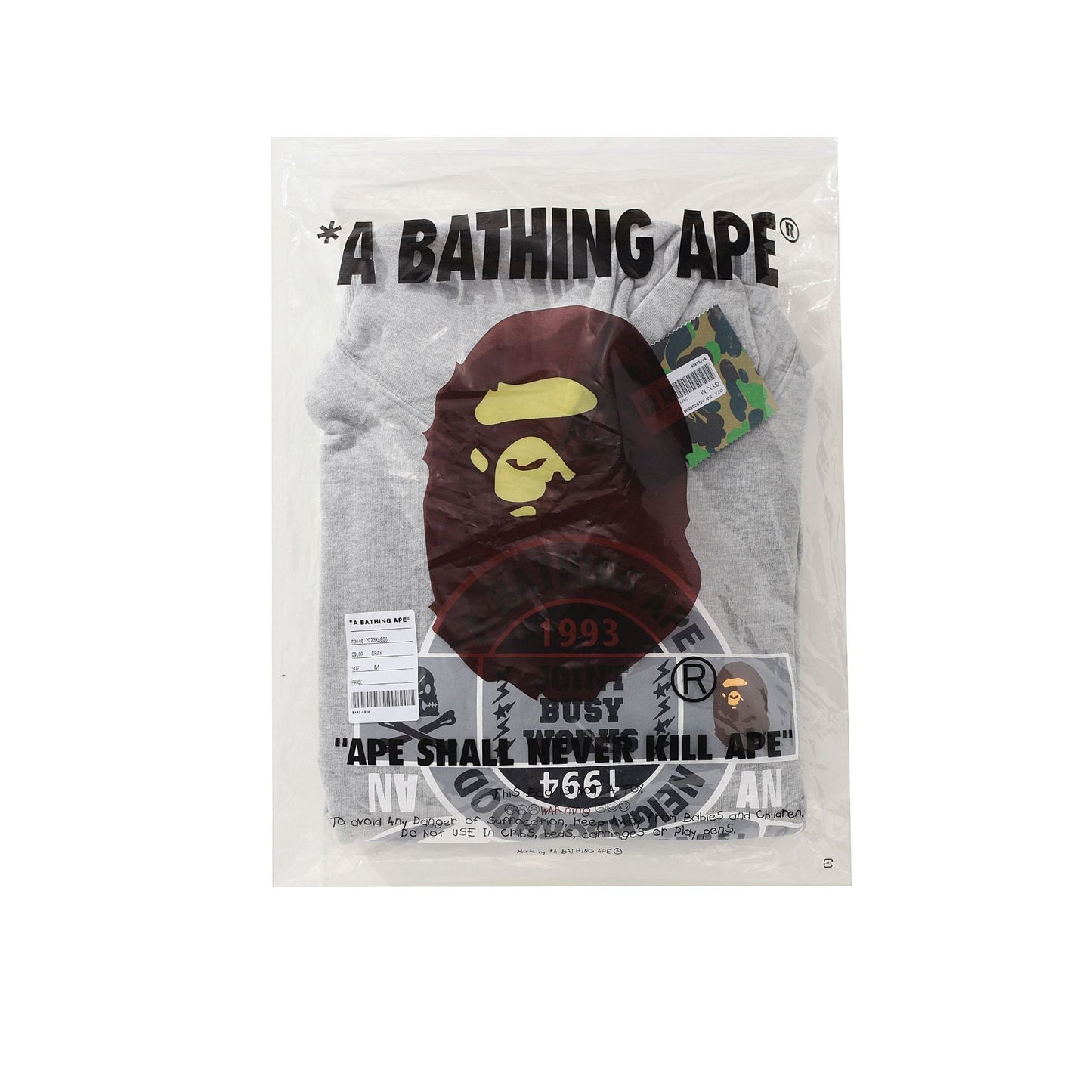 Ape Hoodie Skull Ape Man Letter Print Hooded Pullover Kangaroo Sweater