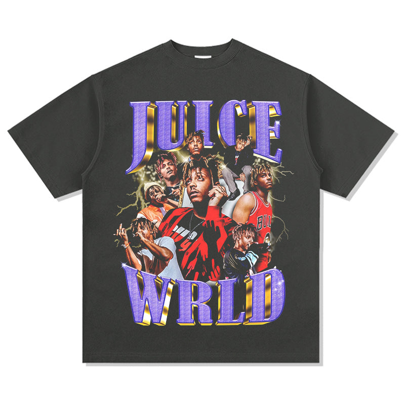 Outfit streetwear Vintage Hip Hop Juice Juswold Print Short Sleeve T-Shirt