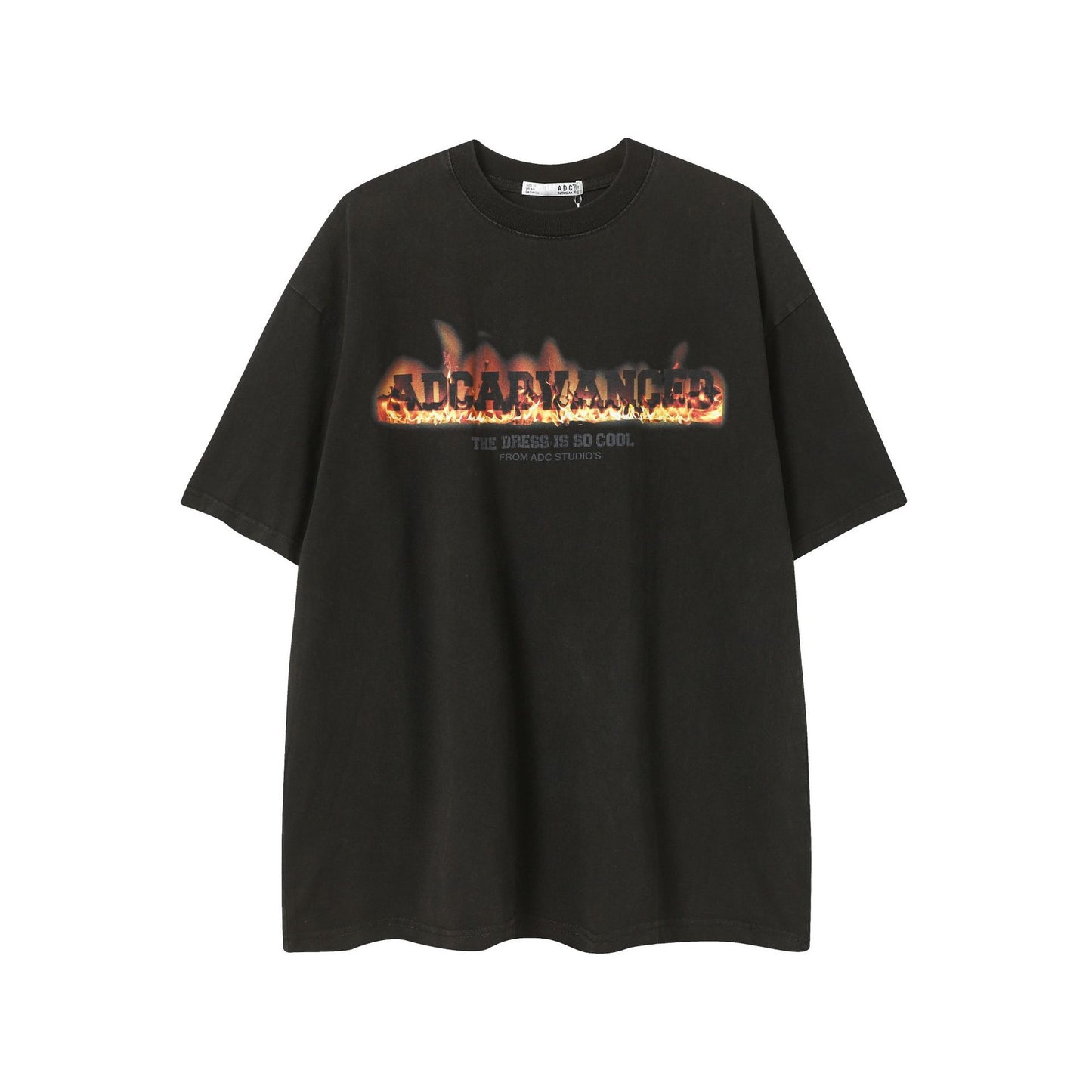 Ye T Shirt Summer Vintage Hip Hop Flame Print Short Sleeve T-Shirt