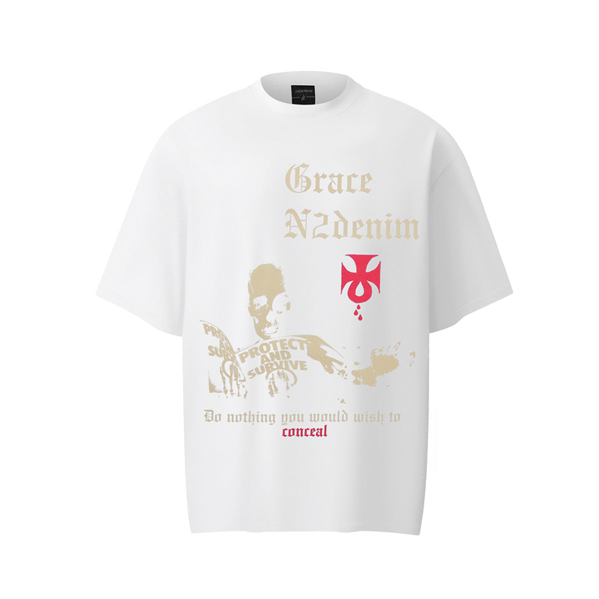 Hustle vintage summer hip hop skull short sleeve t-shirt