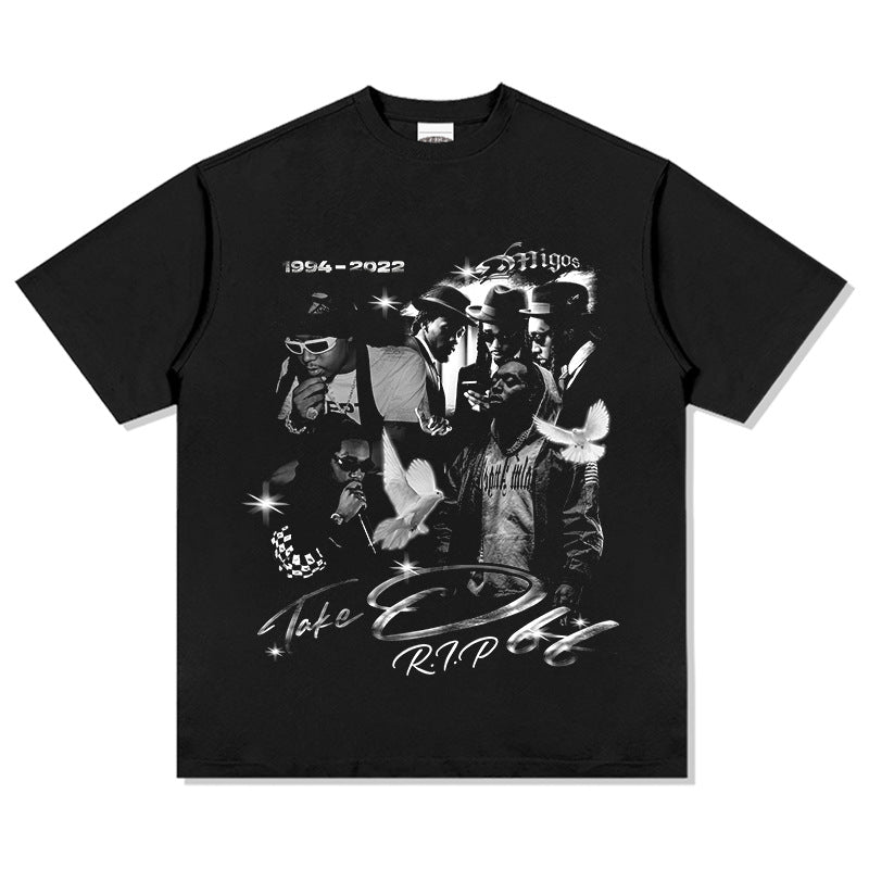 Cool t rapper BC hip hop rap takeoff print short sleeve vintage wash
