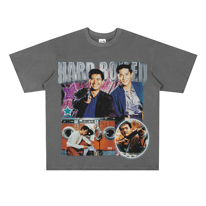 Film Star T Shirt Short Sleeve Retro American Street T-shirt for Men and Women