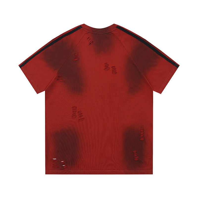Marcas De Streetwear Tie-Dye Ripped Short Sleeve T-Shirt