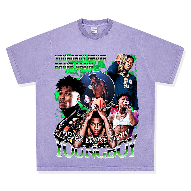 Streetwear Masculino Retro Hip Hop Young Boy Print Short Sleeve T-Shirt
