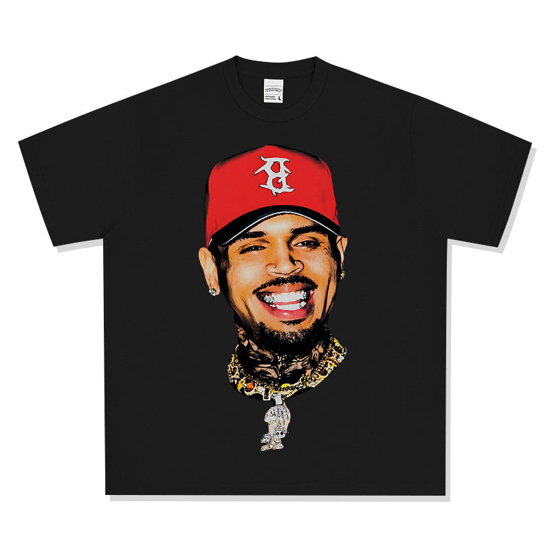 New york hip hop shop vintage chris crown print short sleeve t-shirt