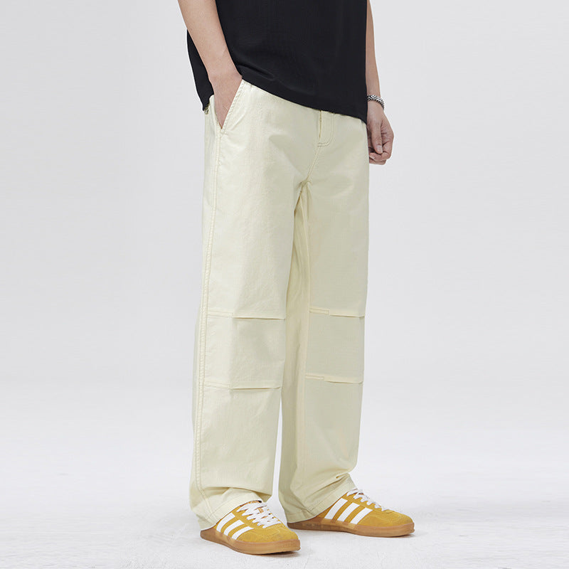 Men Casual Pants Spring Summer Wide Leg Vintage Loose Pants