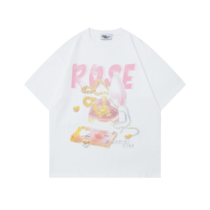 Camisetas streetwear Summer Vintage Alphabet Print Casual Loose Short Sleeve T-Shirt