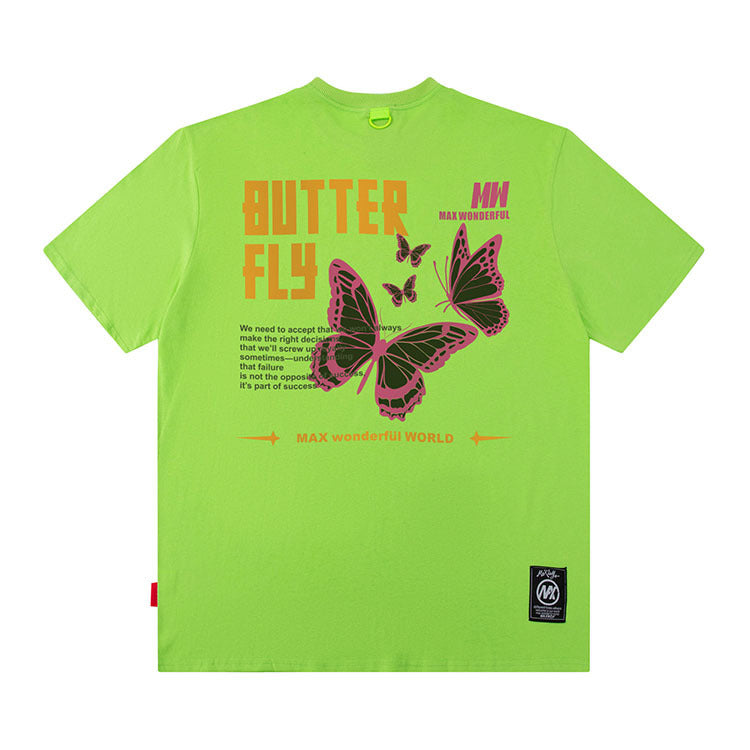 Black culture t shirt vintage butterfly OLDSCHOOL loose short sleeve t