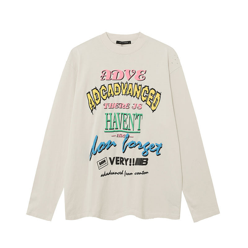 Marcas De Streetwear Vintage Alphabet Print Long Sleeve T-Shirt