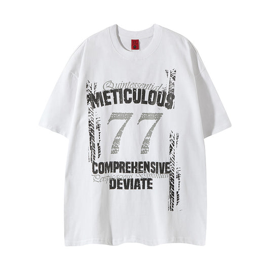 New York Hip Hop Style Butterfly Graffiti Letter Crew Neck Short Sleeve T-Shirt