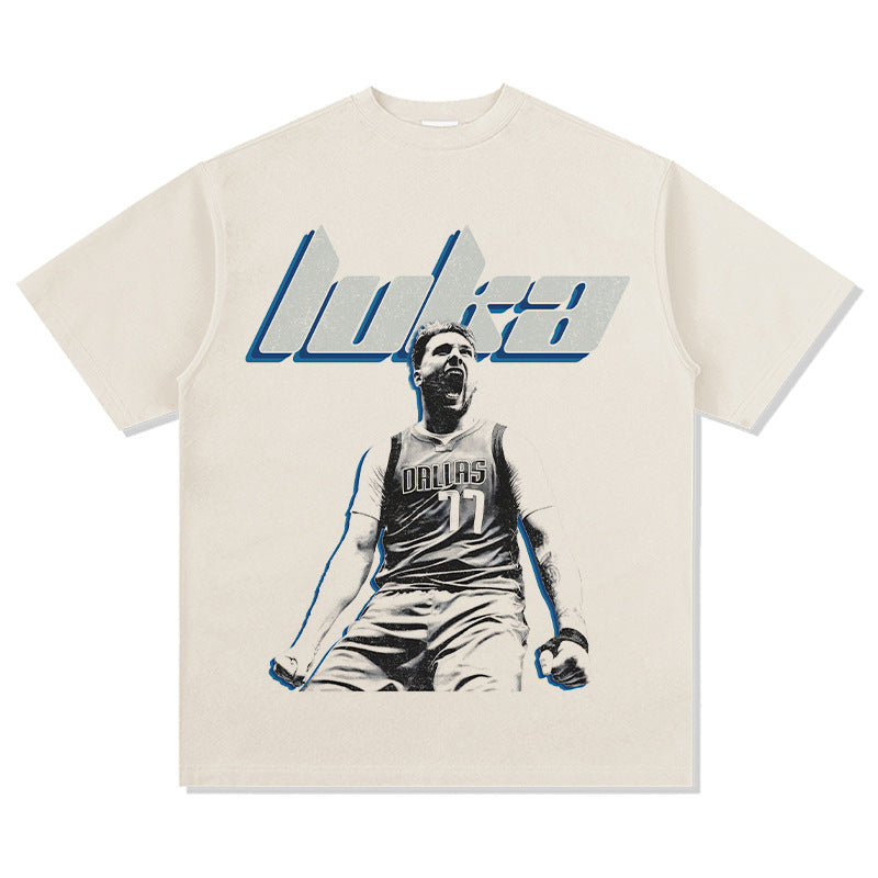 Outfit streetwear vintage LukaDoncic print short sleeve t-shirt
