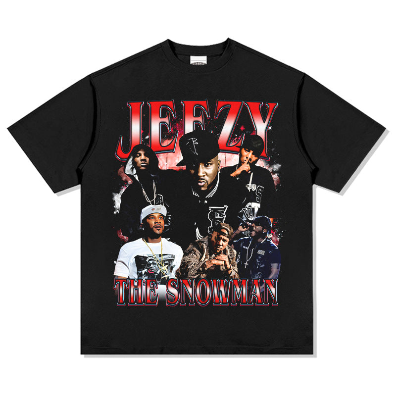 Outfit streetwear vintage hip hop Jeezy print short sleeve t-shirt