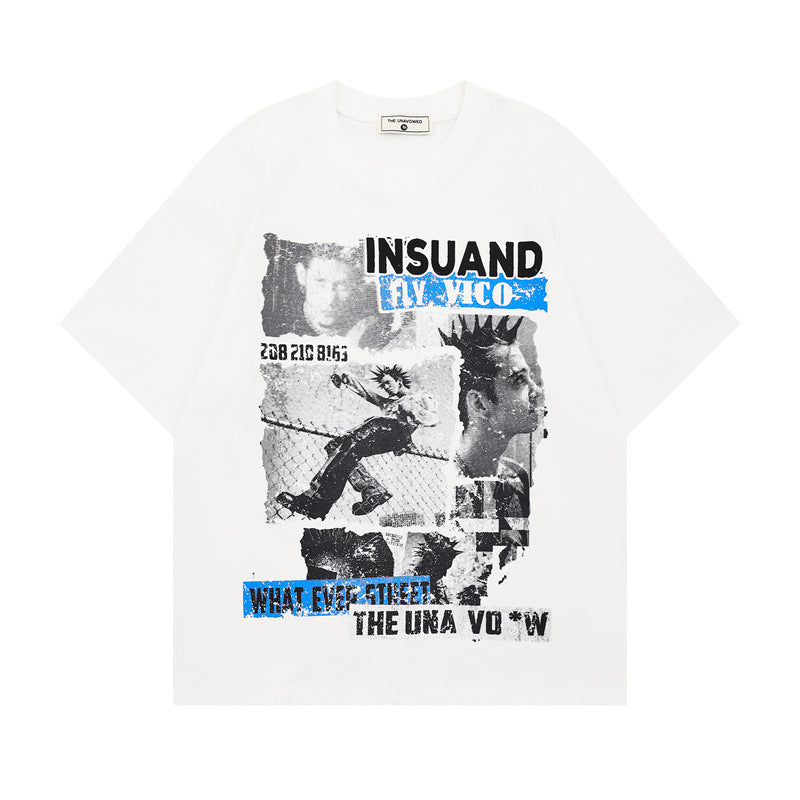 US drip outfits Summer Vintage Casual Loose Short Sleeve T-Shirts