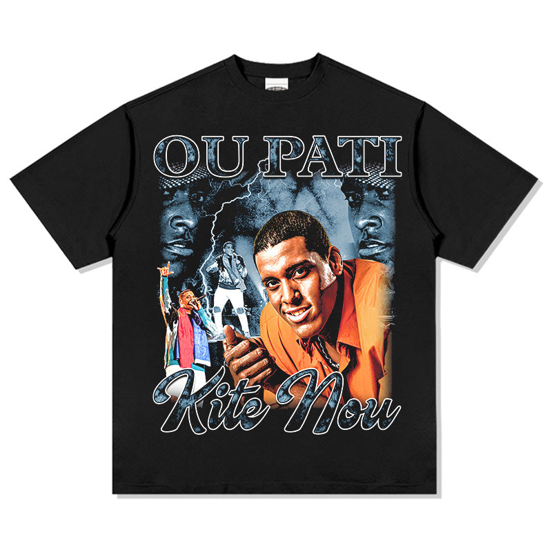 Outfit streetwear vintage hip hop Mika Benjamin print short sleeve t-shirt