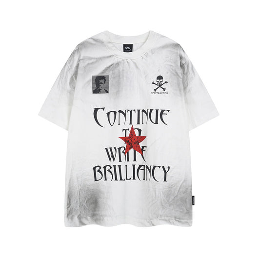 Y2K mens shirt washed loose short-sleeved T-shirt