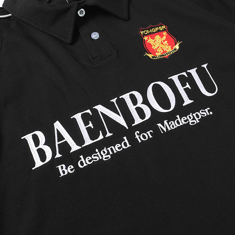 Hip Hop Clothing Summer T-Shirt Short Sleeve Sweatshirt Embroidered Lapel Polo Shirt