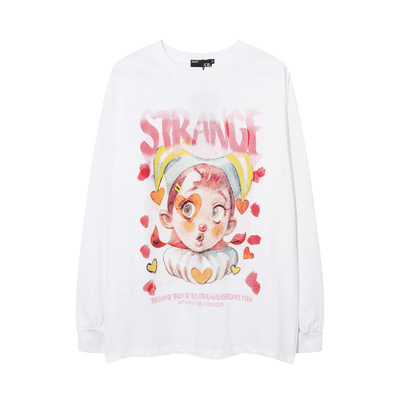Vintage T Shirts Hip Hop Clown Print Long Sleeve T-Shirt