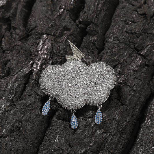 Jewelry Hip Hop Zircon Lightning Cloud Pendant Versatile Necklace Spectrum lightning