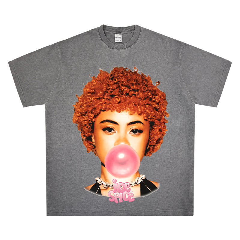 Streetwear masculino hip hop rap Ice Spice print long sleeve short sleeve t-shirt