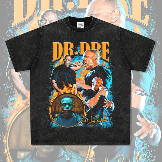 Outfit streetwear vintage hip hop DrDre print short sleeve t-shirt