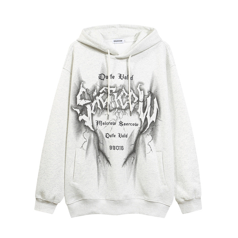 Streetwear Hoodie Hip Hop Graffiti Lightning Alphabet Print Sweater Men