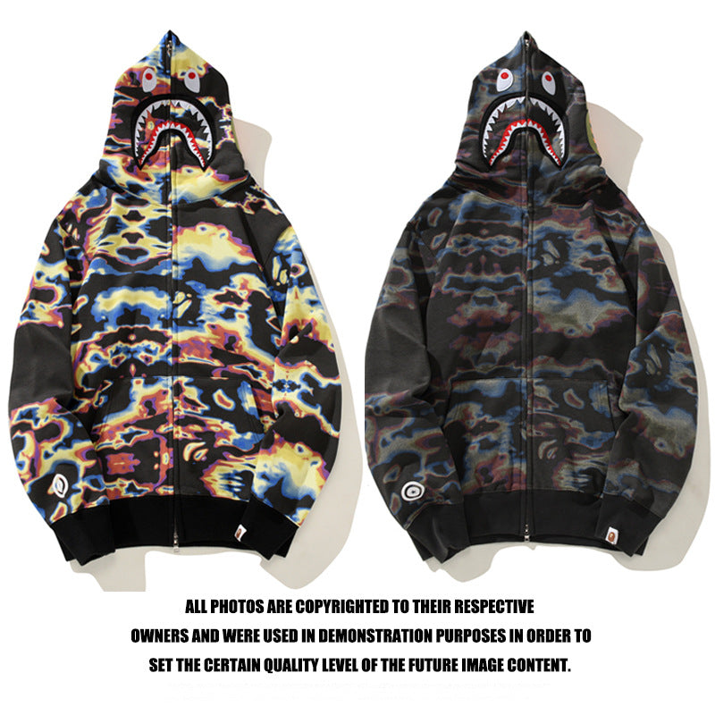 Ape Hoodie Thermal Imaging Camouflage Shark Hooded Cardigan Zip Sweater Jacket