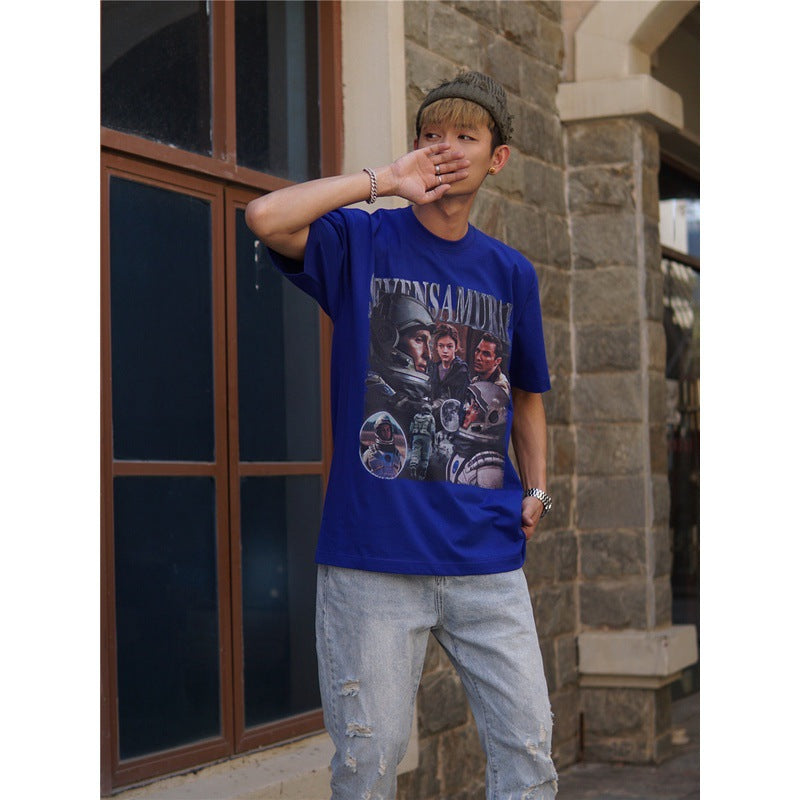 Film Star T Shirt Movie Space Interstellar Cotton Short Sleeve Loose American Retro T-shirt