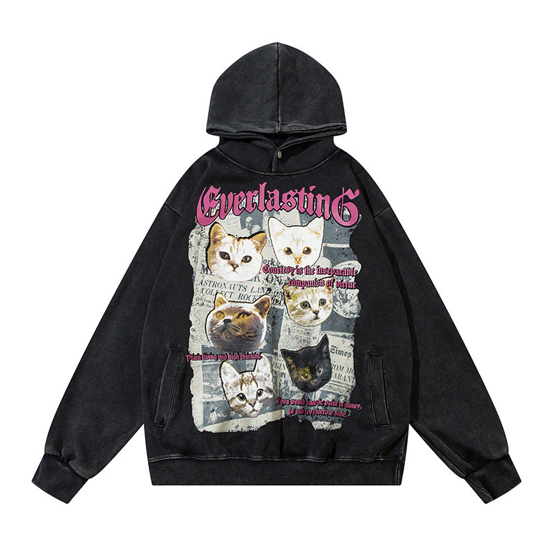 Streetwear Hoodie Vintage Wash Make Old Hooded Sweater