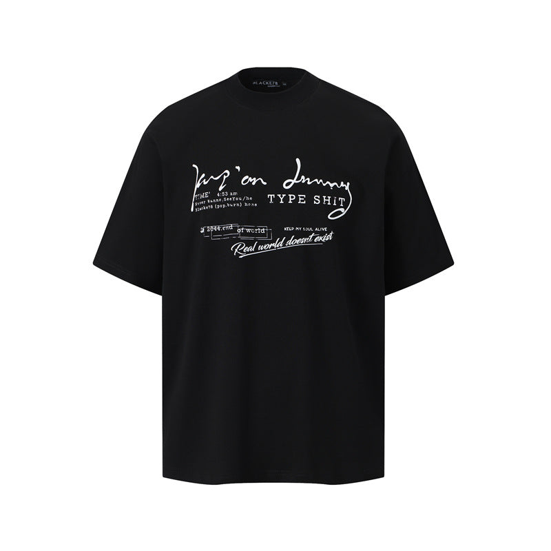 Casual Street Wear Letter Print Short Sleeve T-Shirt Summer Loose Crew Neck T-Shirt