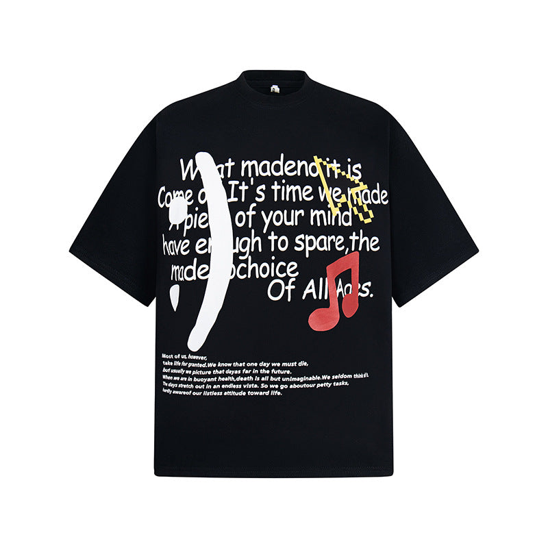New York Hip Hop Style Summer Short Sleeve T-Shirt Simple Loose Crew Neck Top