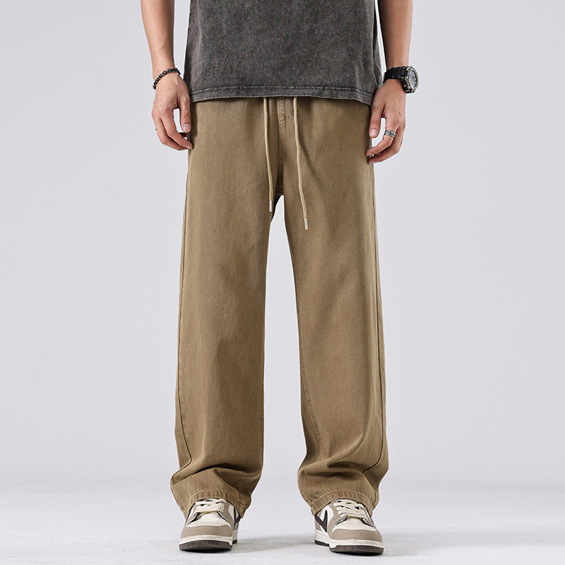 Men Casual Pants Retro Jeans Men Spring and Autumn Loose Straight Wide Legs