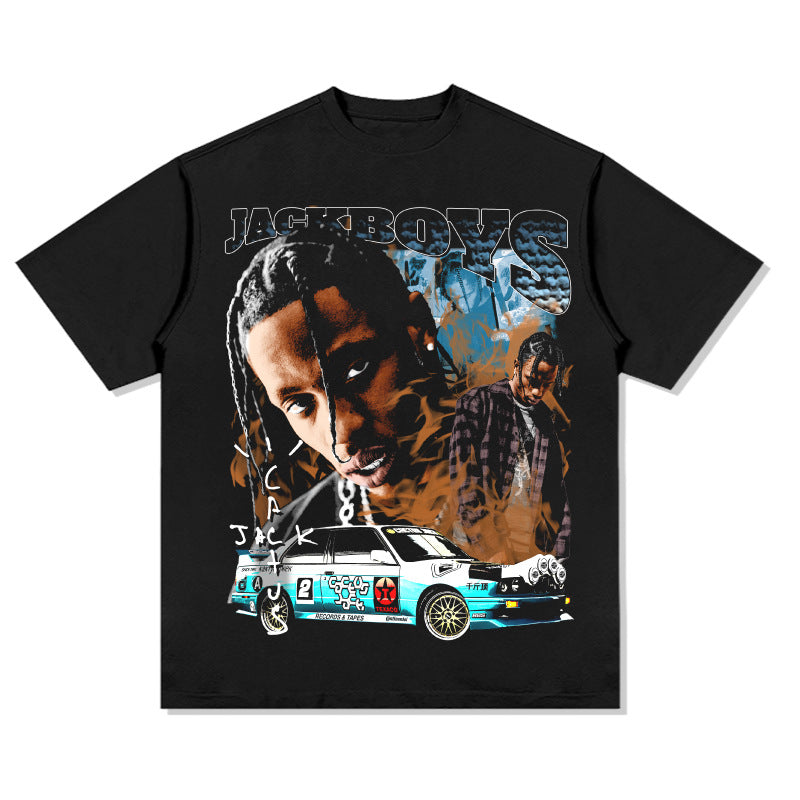 Cool t rapper vintage hip hop travis scott print short sleeve t-shirt