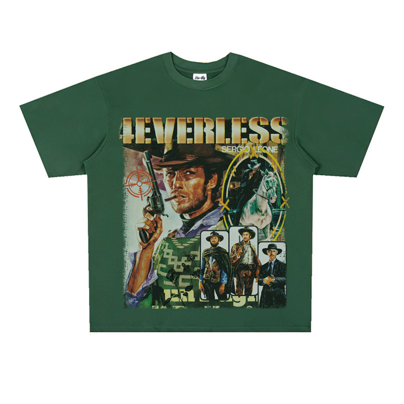 Film Star T Shirt Cotton Short Sleeve Loose Retro Design T-shirt