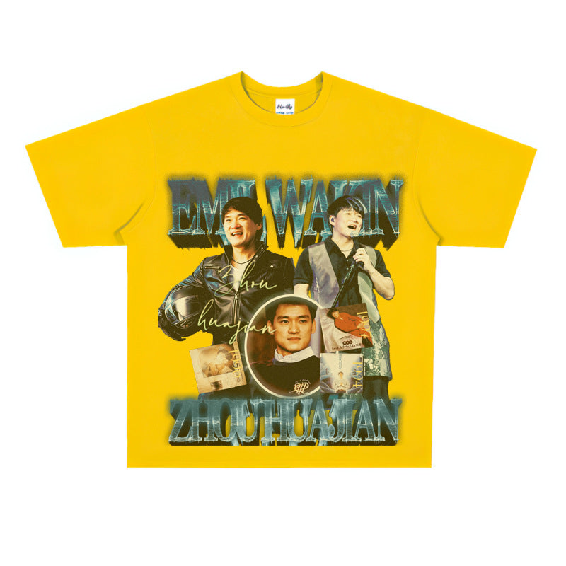 Film Star T Shirt Loose Heavy Retro Street Cotton T-shirt
