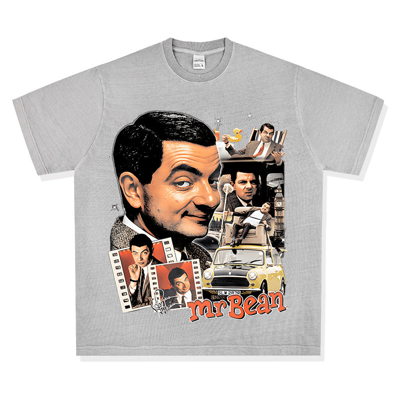Streetwear masculino comedian bean atkinson print short sleeve t-shirt