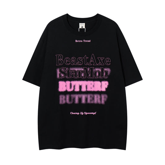 Distorted vintage short-sleeved t-shirt summer loose casual top