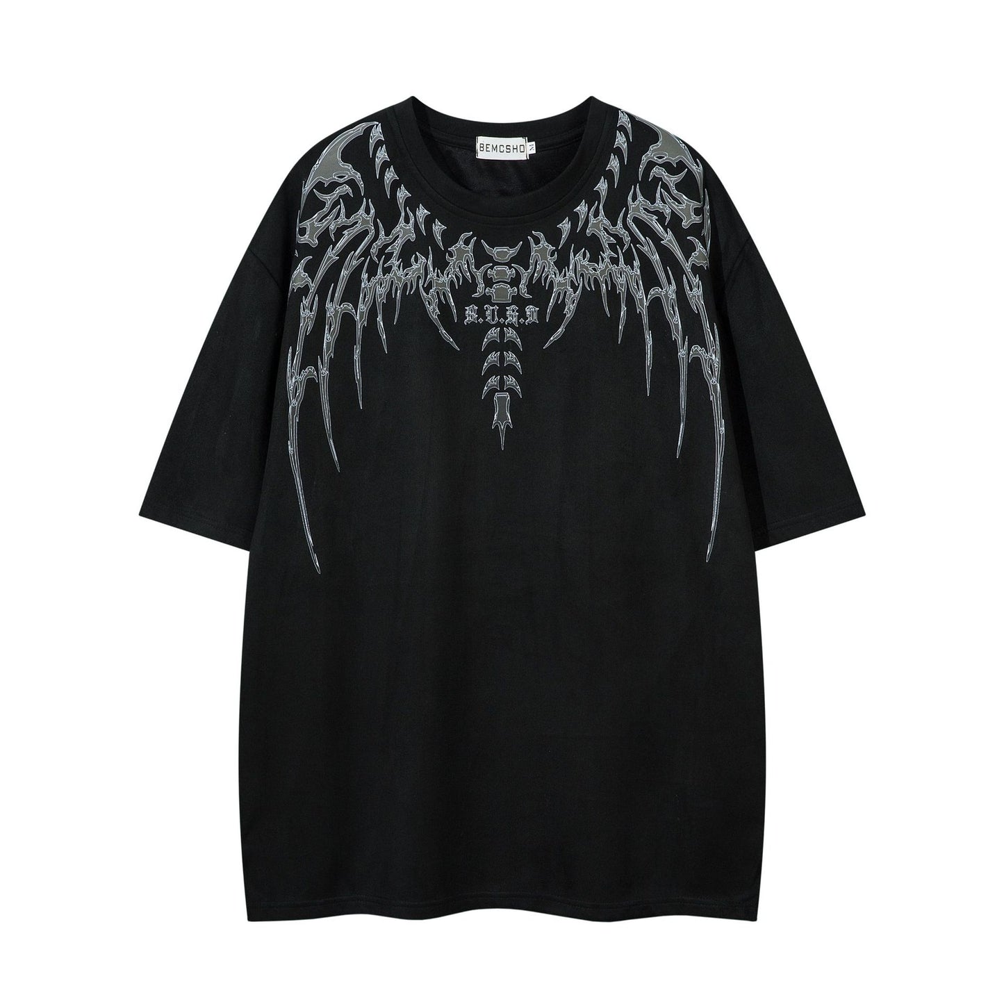 Hustle vintage summer t-shirt skull skeleton print short sleeve