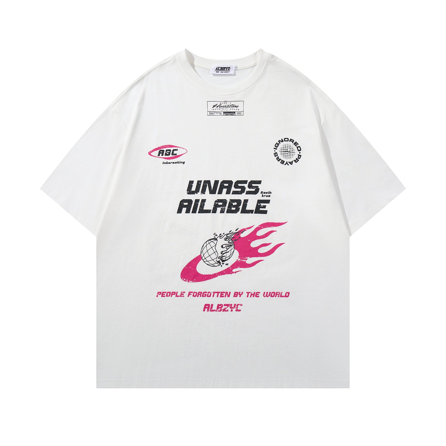 USA Vintage T-Shirt Vintage Flame Alphabet Hip Hop Racing Wind Men and Women Summer