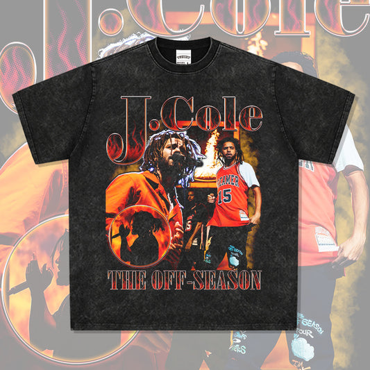Streetwear masculino vintage hip hop j cole print short sleeve t-shirt