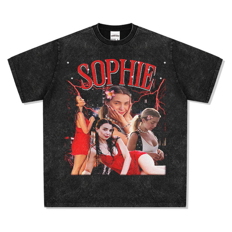 Marcas streetwear usa vintage hip hop Fei SOPHIE print short sleeve t-shirt