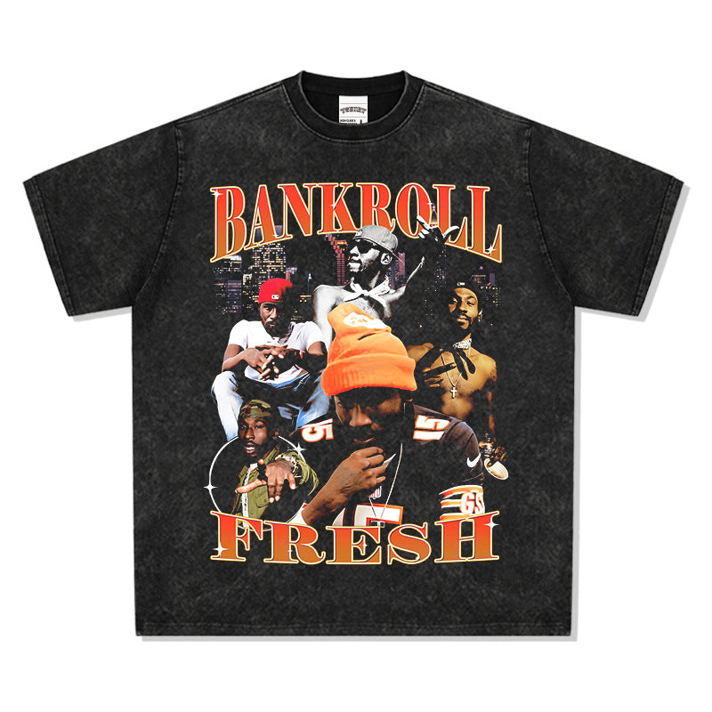 Outfit streetwear vintage hip hop Bankroll print short sleeve t-shirt