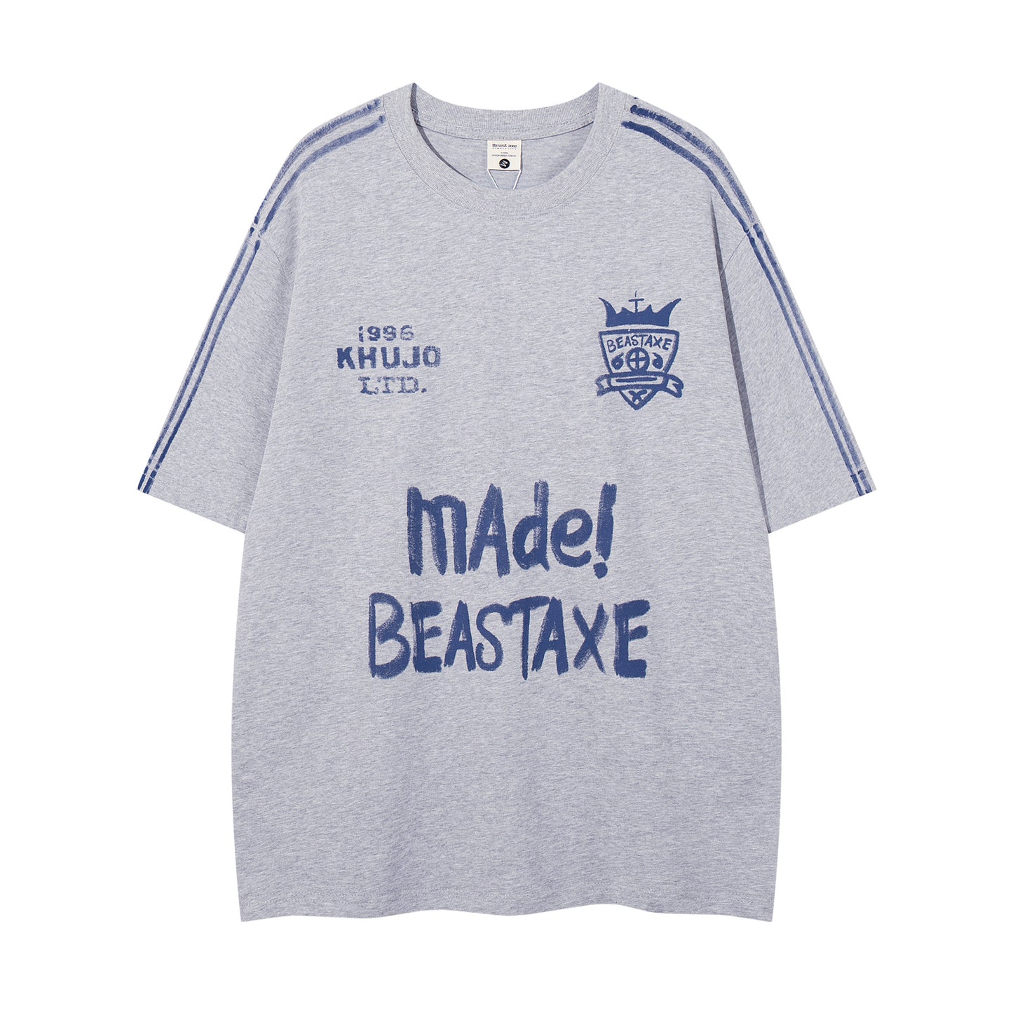 Distorted vintage letter print crew neck short sleeve t-shirt summer top