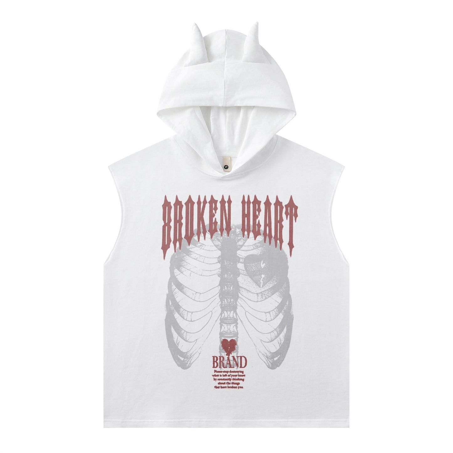Distorted vintage sleeveless t-shirt loose casual hooded vest